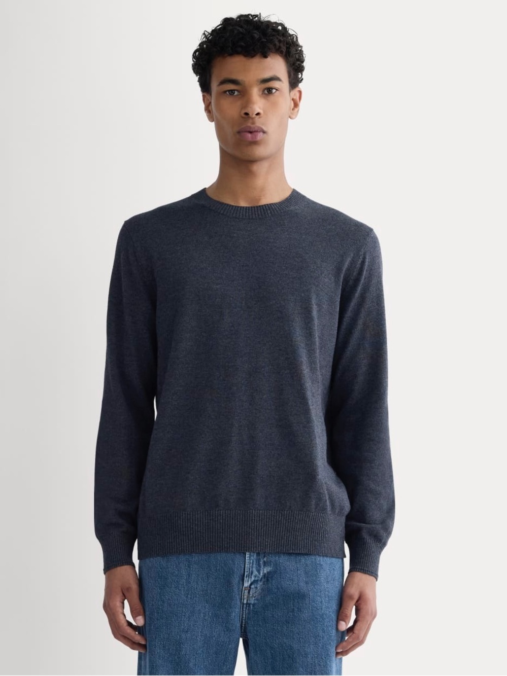 Everlane The No-Sweat Sweater Blue Cotton Crew Neck Size Medium